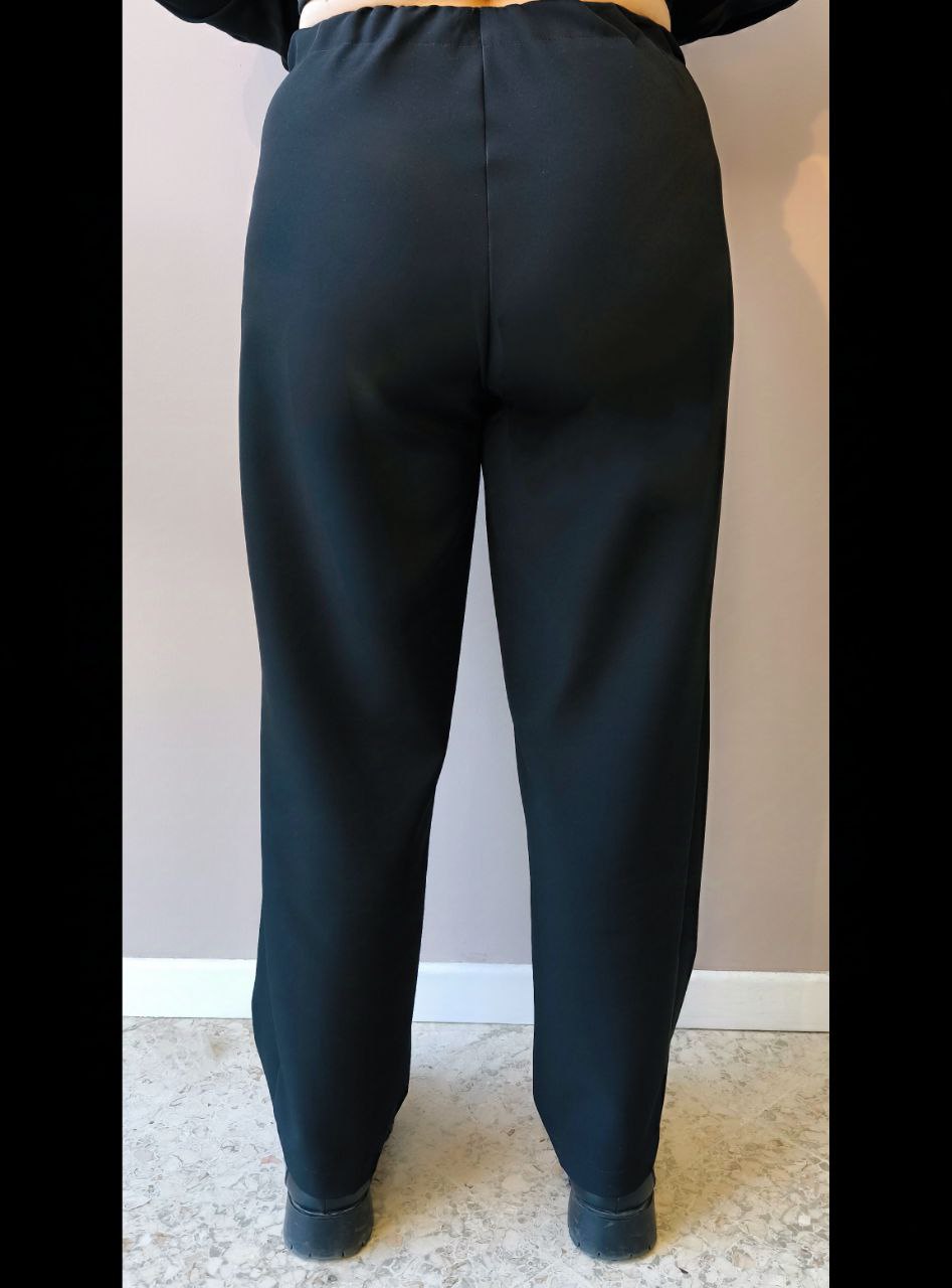 PANTALONE A CAROTA - OMEX in Tessuto Compact NERO
