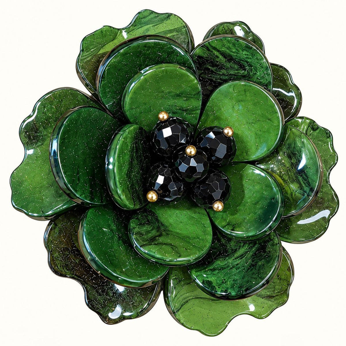 GREEN FLOWER JEWEL BROOCH