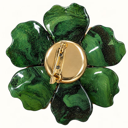 GREEN FLOWER JEWEL BROOCH