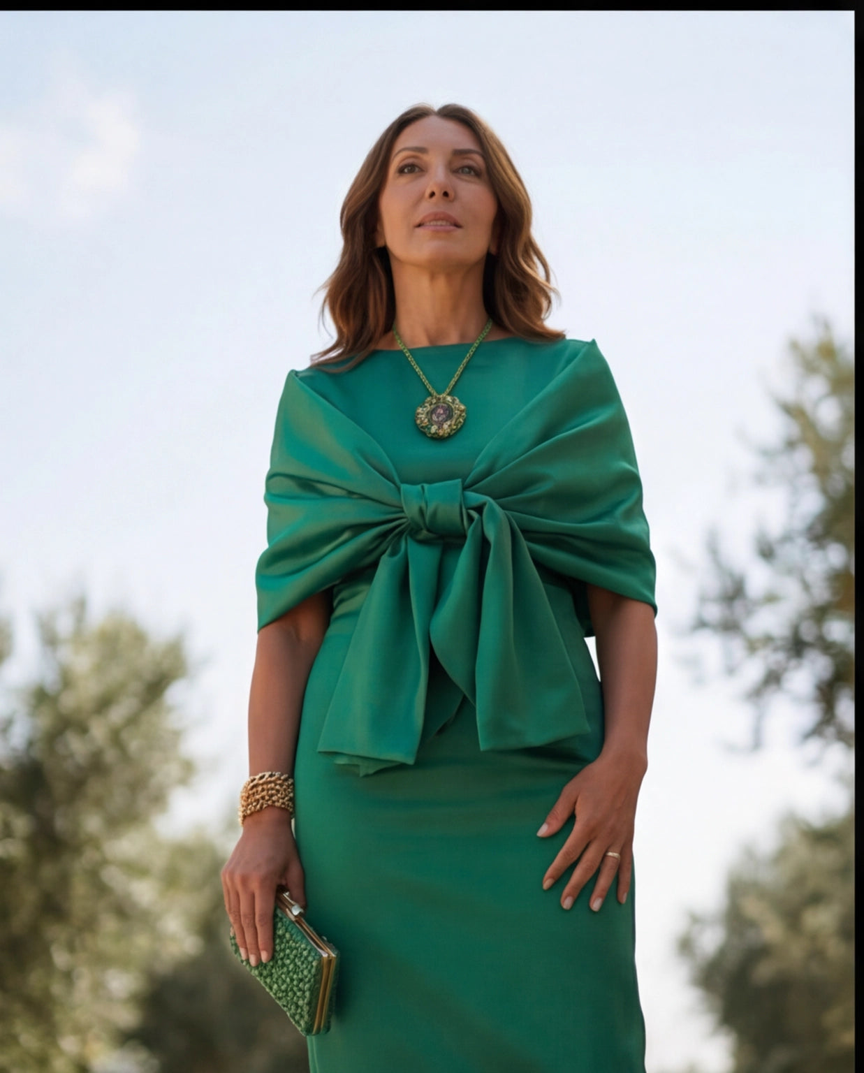 57. Set completo mamma sposo sposa tubino e maxi stola verde menta - PREORDINA