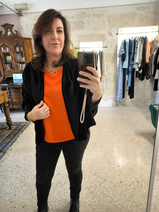 Coprispalle geometrico in velluto fluido effetto stola  con maniche